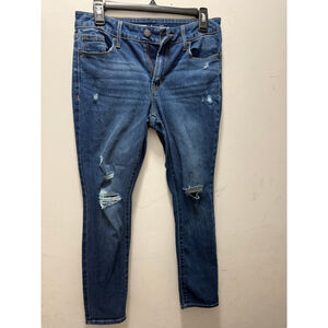 Women's Old Navy Blue Distressed Mid-Rise Pop Icon Skinny Jeans Size 6
